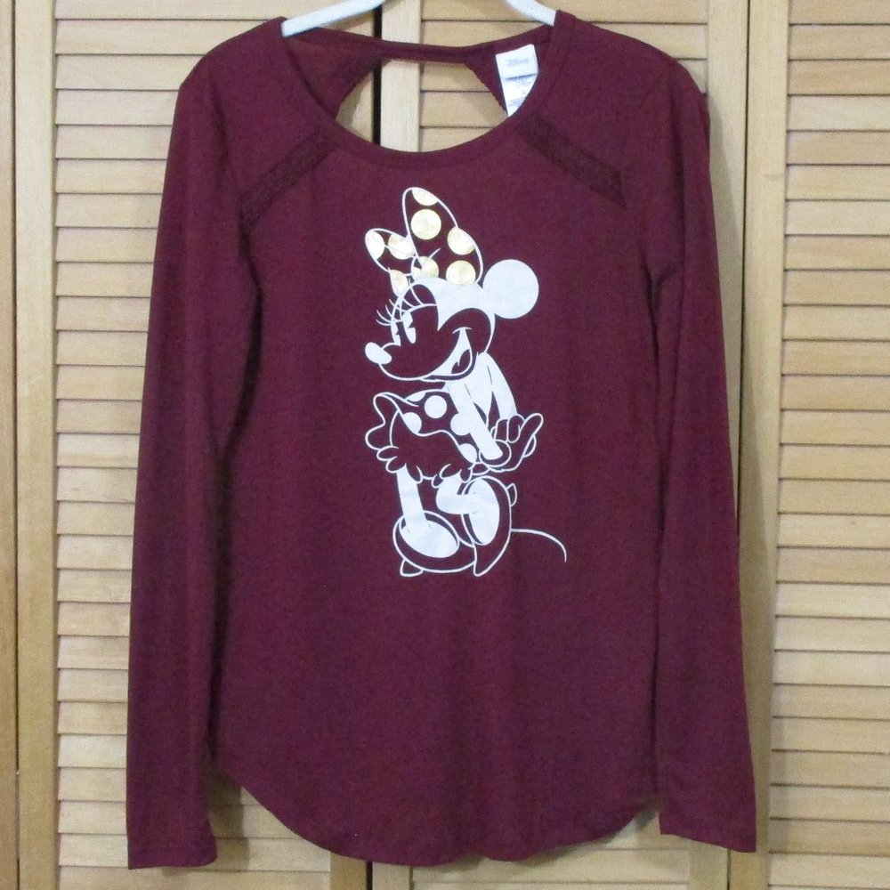 Disney Junior's Long Sleeve Open Back Minnie Mouse Top S